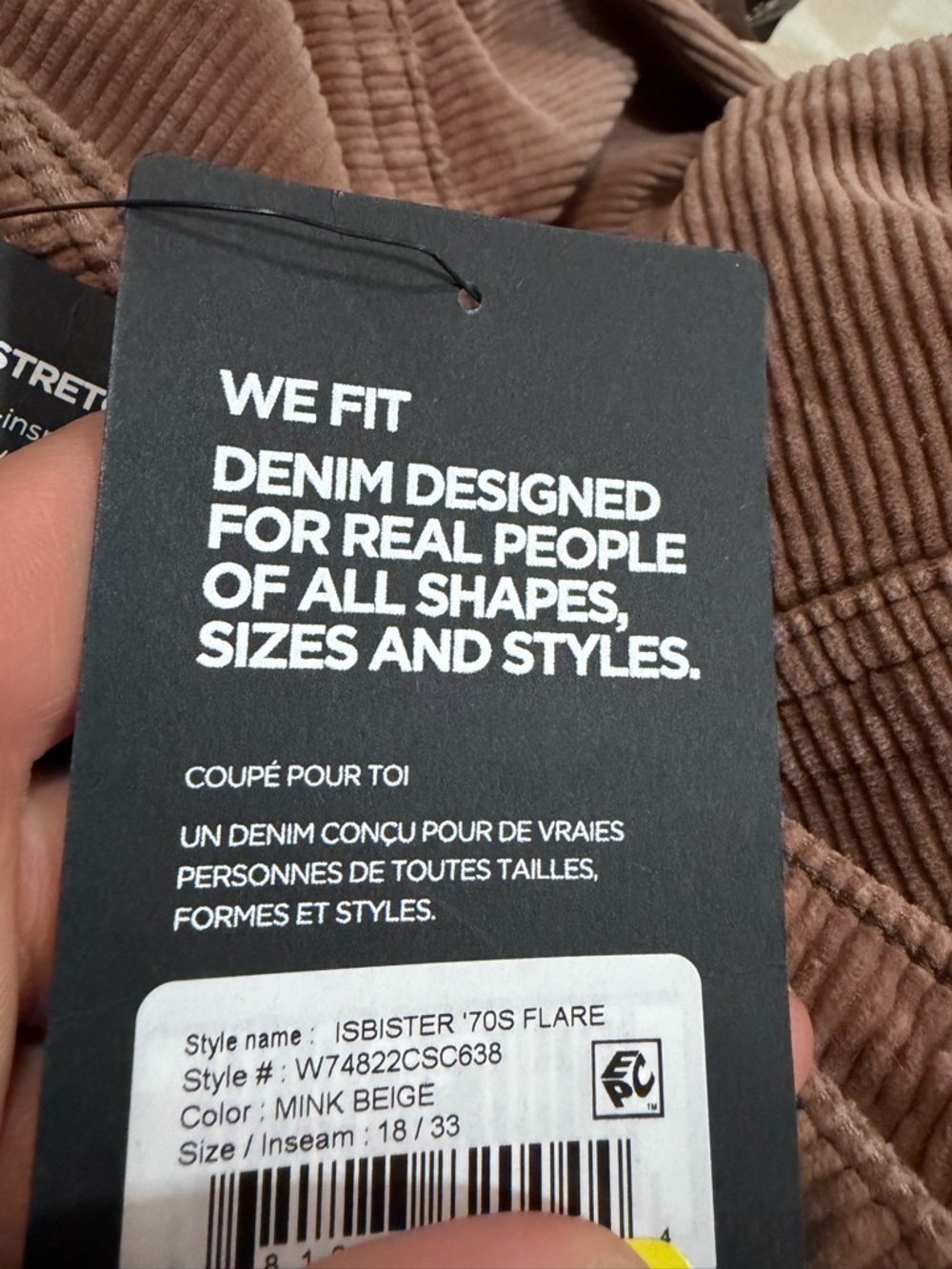 Silver jeans mink beige Isbister High Rise Flare Leg Corduroy Pant Plus - Picture 4 of 4